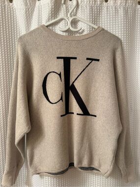Calvin Klein Grey/Beige Knit Sweater